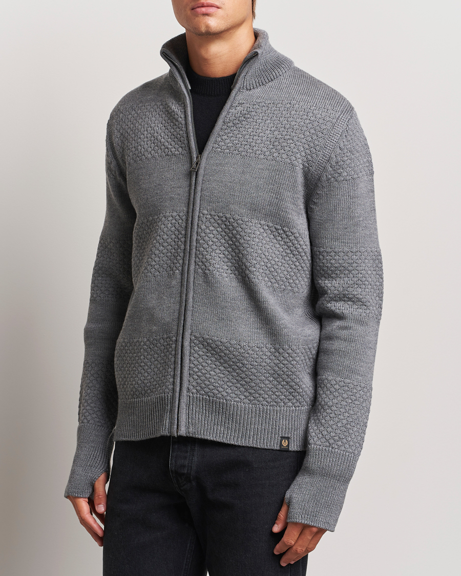 Herre | Gensere | Belstaff | Sternway Knitted Zip Cardigan Grey Heather