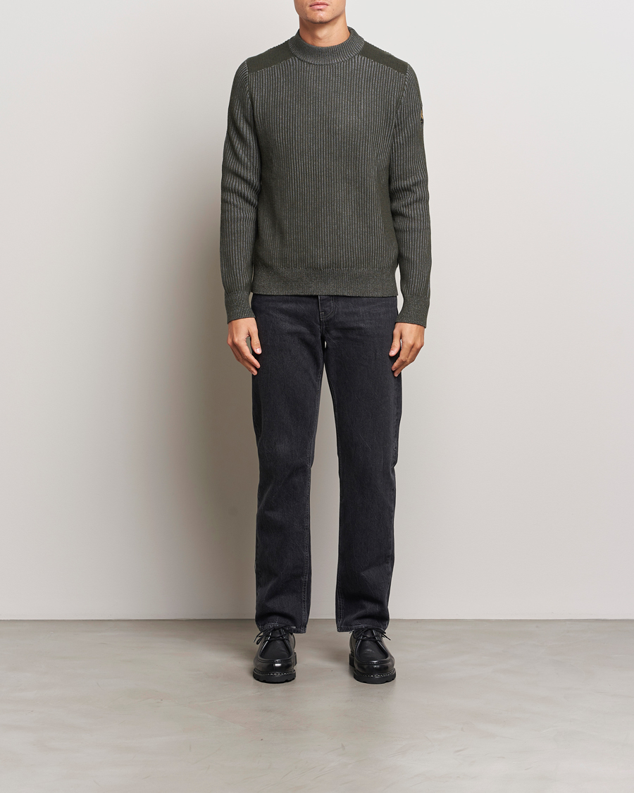 Herre | Gensere | Belstaff | Stanley Cotton/Wool Mock Neck Tile Green