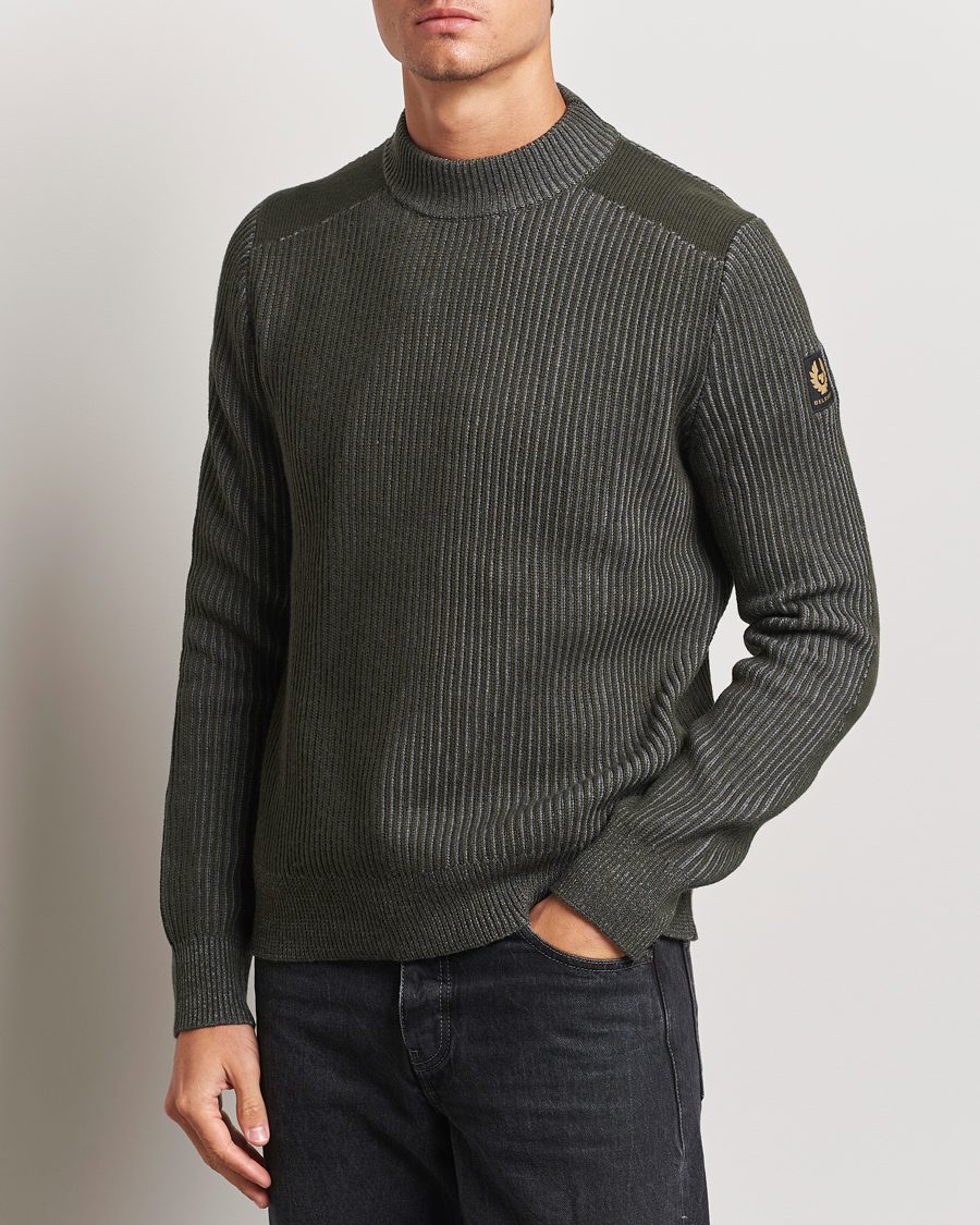 Herre | Gensere | Belstaff | Stanley Cotton/Wool Mock Neck Tile Green