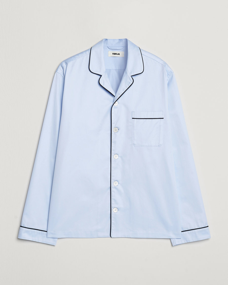 Herre | Pyjamaser og badekåper | Tekla | Sateen Pyjama Shirt Bellhop Blue