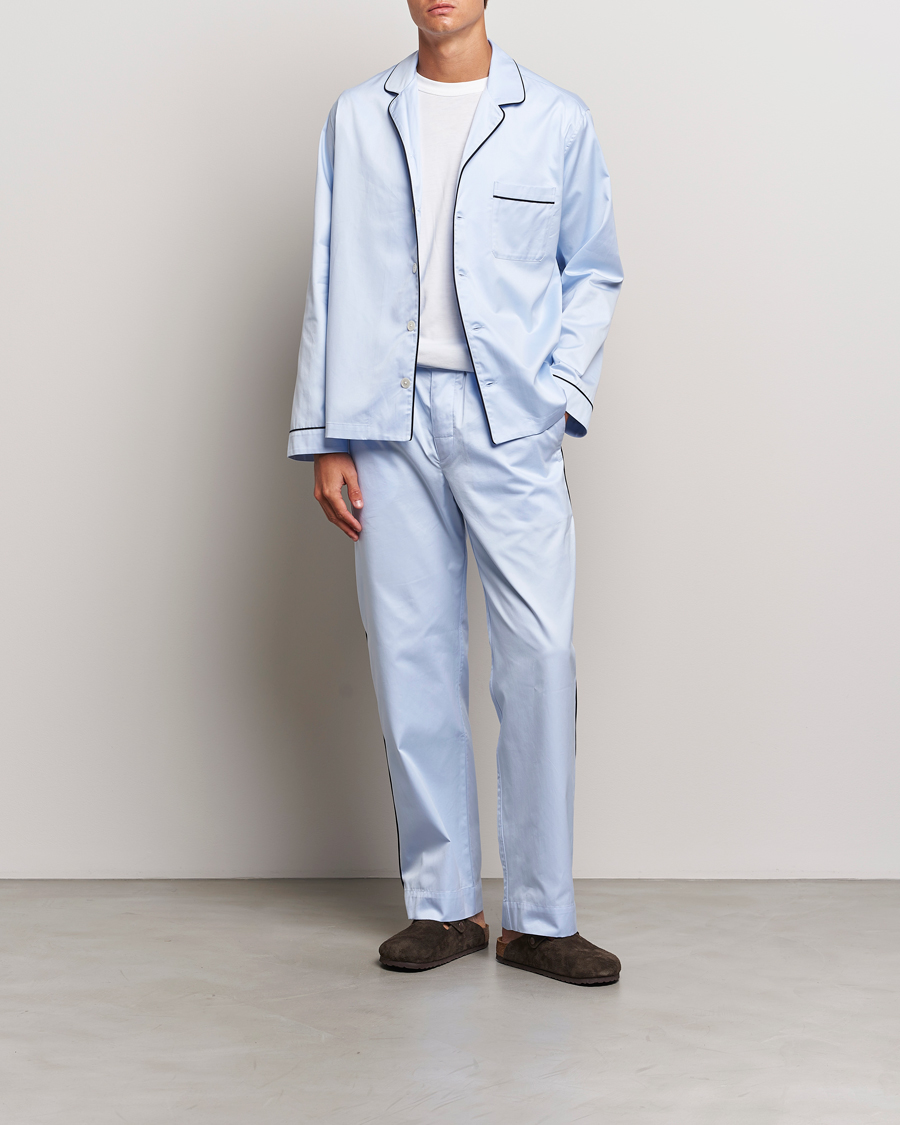 Herre | Pyjamaser og badekåper | Tekla | Sateen Pyjama Shirt Bellhop Blue