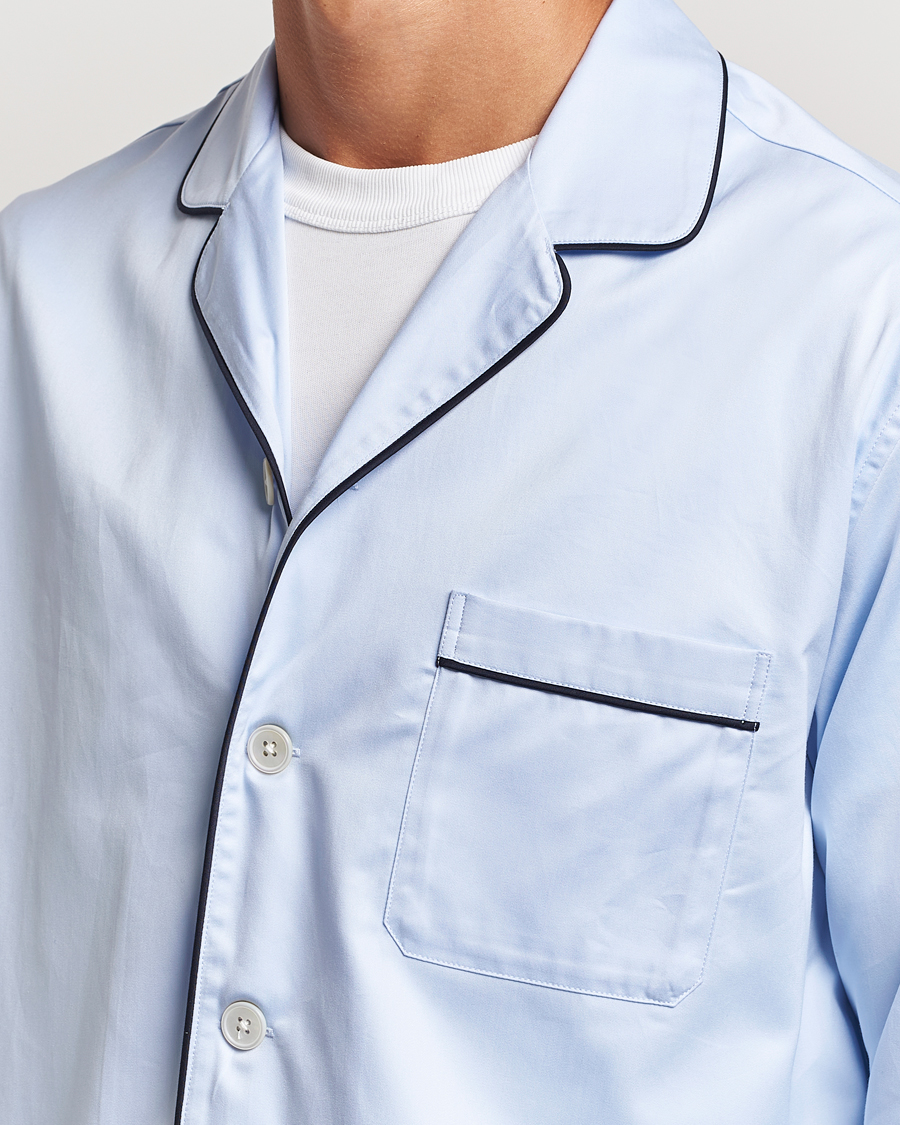 Herre | Pyjamaser og badekåper | Tekla | Sateen Pyjama Shirt Bellhop Blue