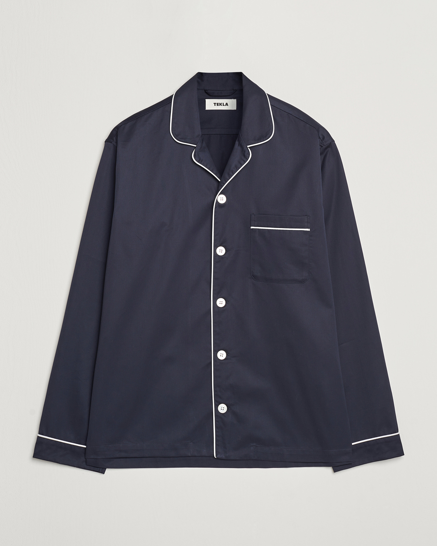 Herre | Pyjamaser og badekåper | Tekla | Sateen Pyjama Shirt Chelsea Navy