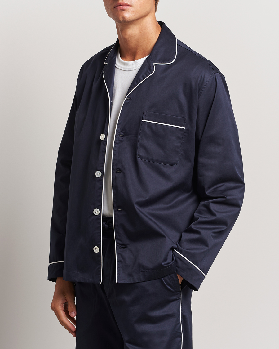 Herre | Pyjamaser og badekåper | Tekla | Sateen Pyjama Shirt Chelsea Navy