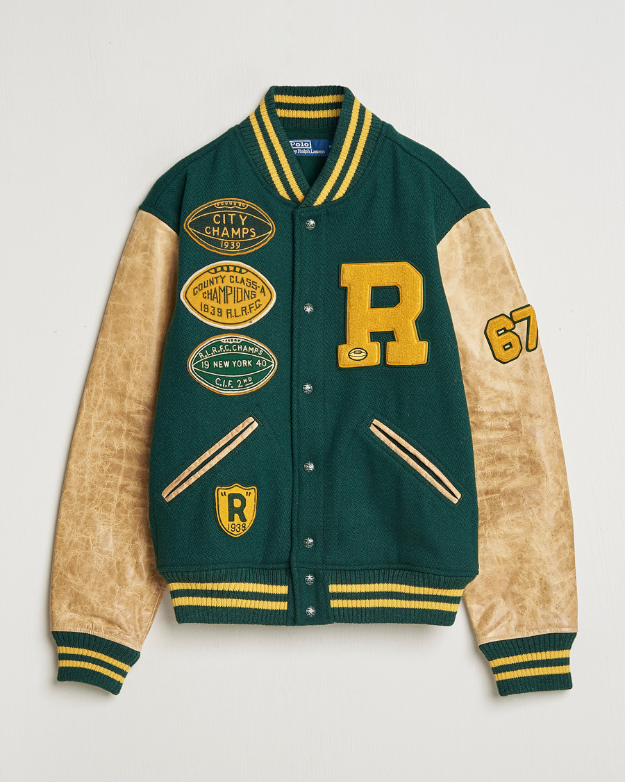 Herre | Jakker | Polo Ralph Lauren | Varsity Leather Bomber Moss Agate