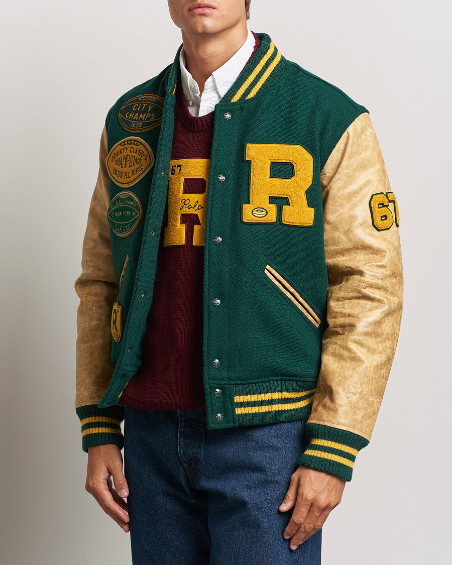 Herre | Jakker | Polo Ralph Lauren | Varsity Leather Bomber Moss Agate
