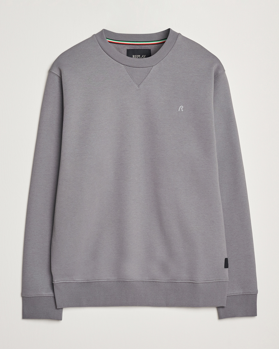 Herre | Gensere | Replay | Tonal Logo Crew Neck Sweatshirt Dark Grey