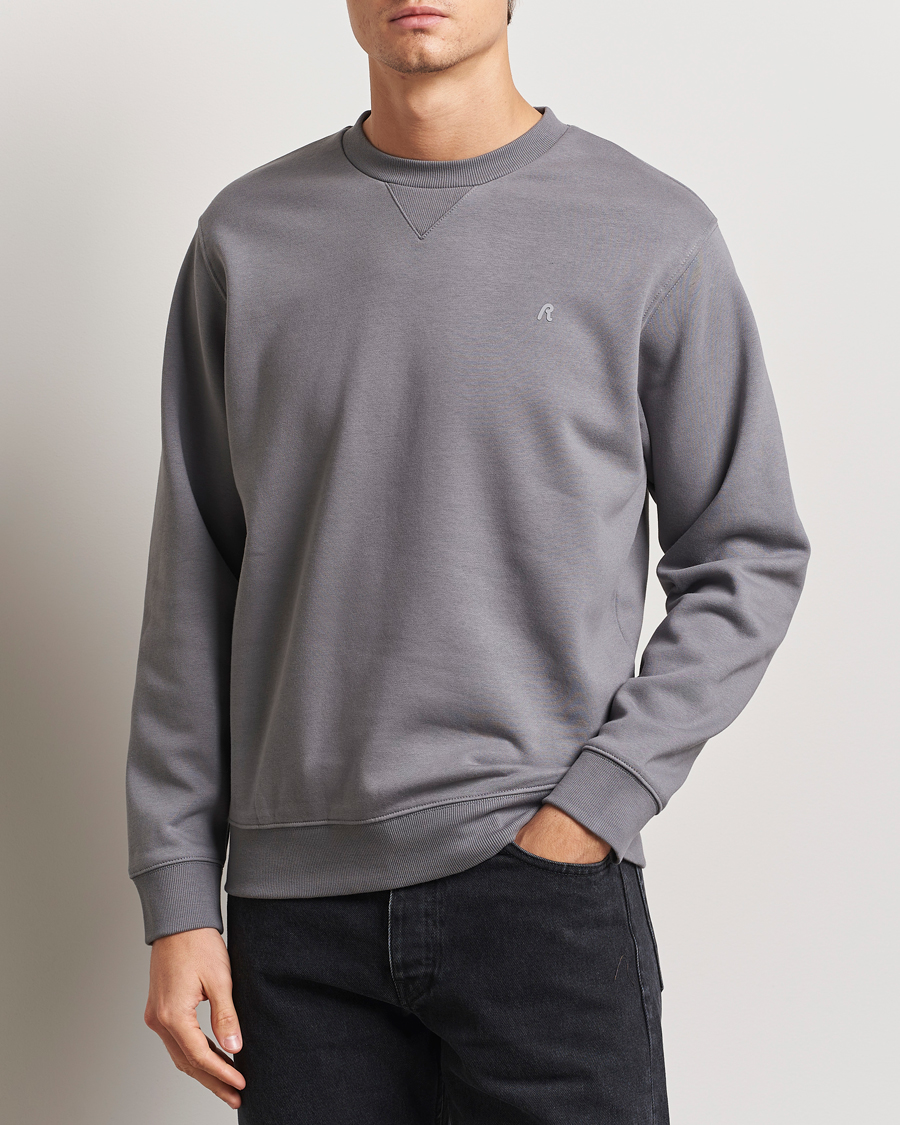 Herre | Gensere | Replay | Tonal Logo Crew Neck Sweatshirt Dark Grey