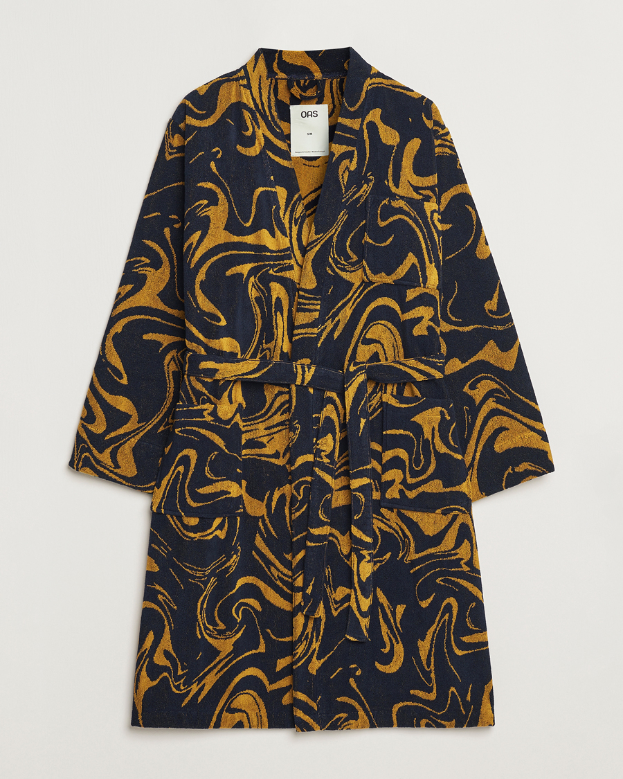 Herre | Pyjamaser og badekåper | OAS | Marble Robe Black/Yellow