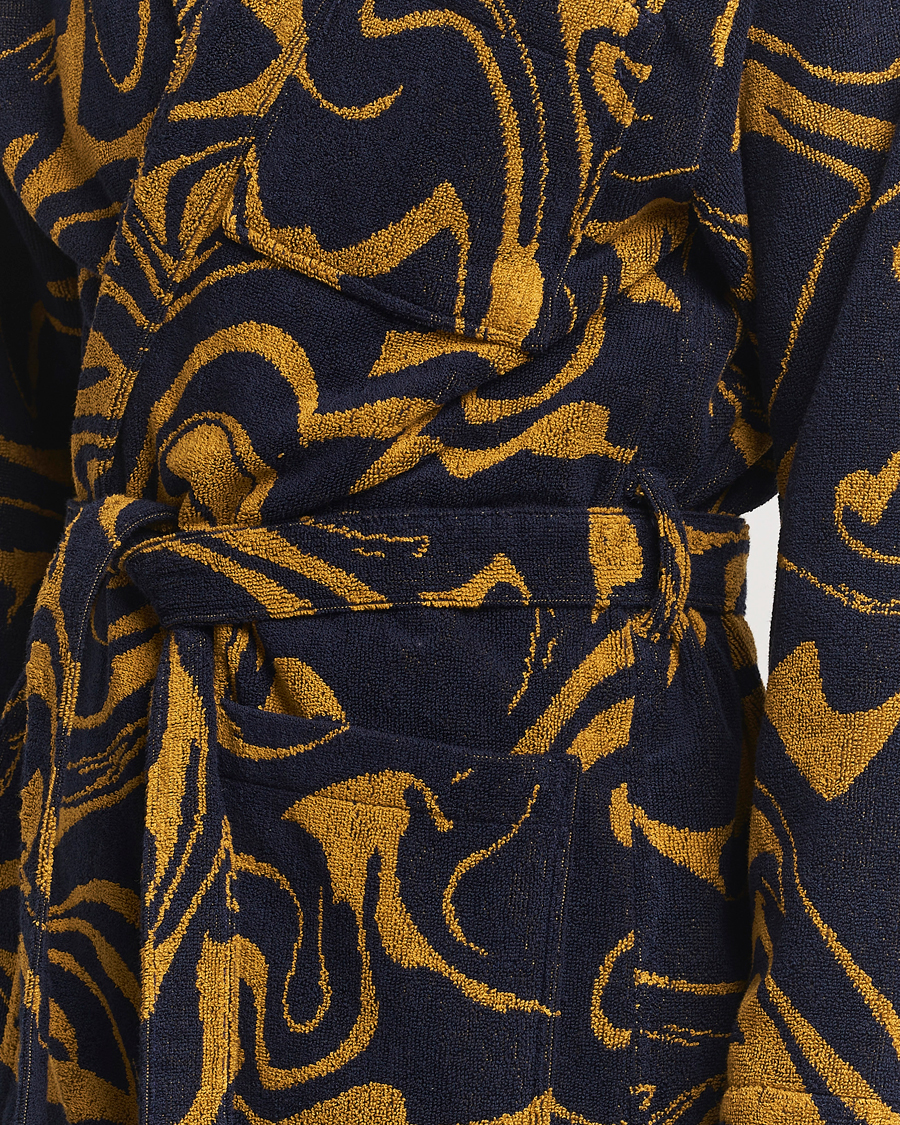 Herre | Pyjamaser og badekåper | OAS | Marble Robe Black/Yellow