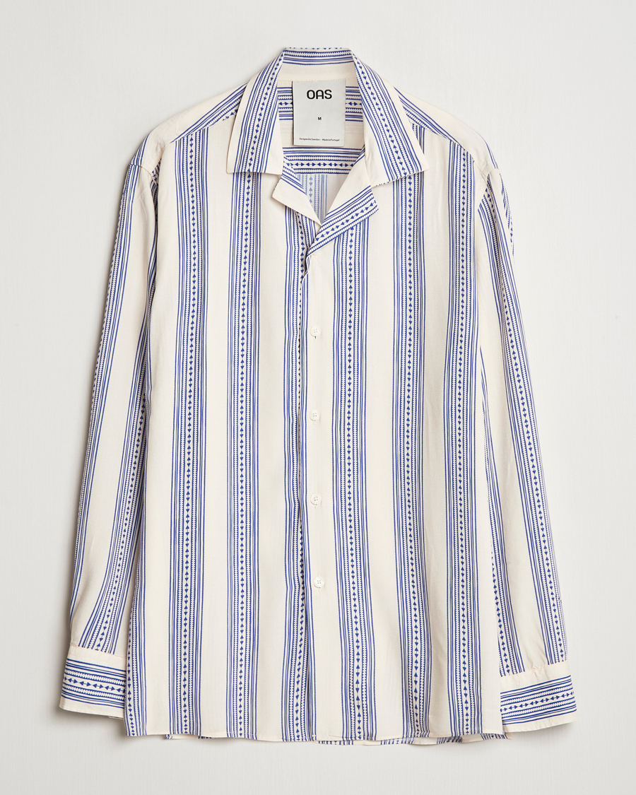Herre | Skjorter | OAS | Havana Long Sleeve Viscose Shirt Blue/White
