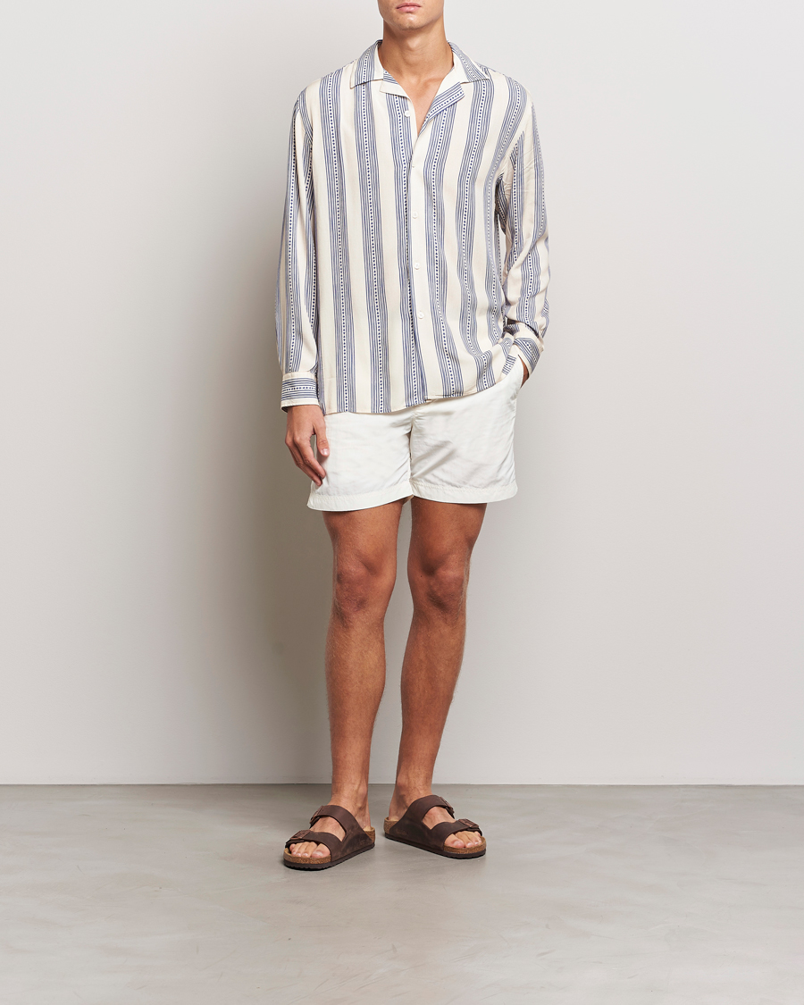 Herre | Skjorter | OAS | Havana Long Sleeve Viscose Shirt Blue/White