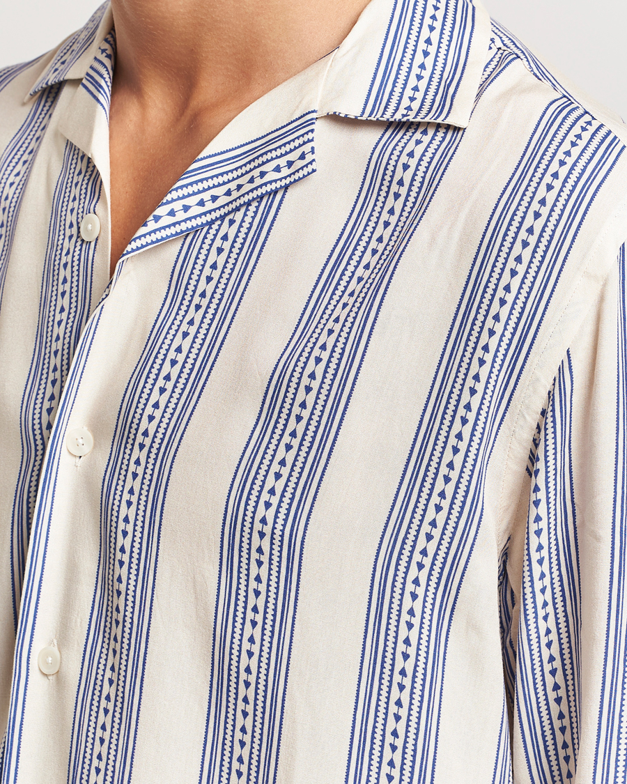 Herre | Skjorter | OAS | Havana Long Sleeve Viscose Shirt Blue/White