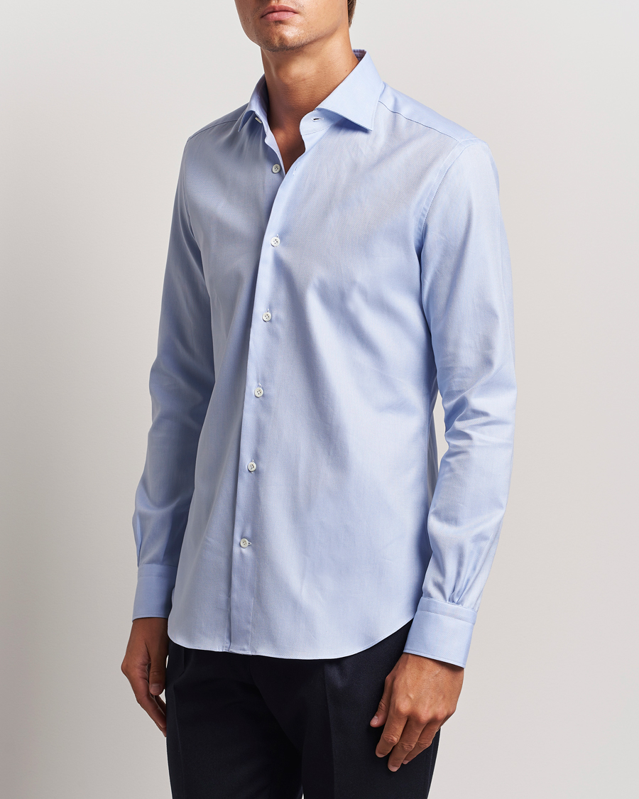 Herre | Skjorter | Mazzarelli | Soft Oxford Cut Away Shirt Light Blue
