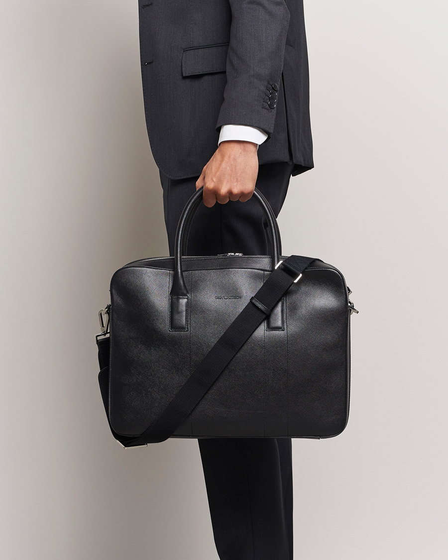 Herre | Vesker | Oscar Jacobson | Leather Briefcase Black