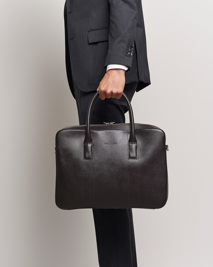 Herre | Assesoarer | Oscar Jacobson | Leather Briefcase Forastero Brown