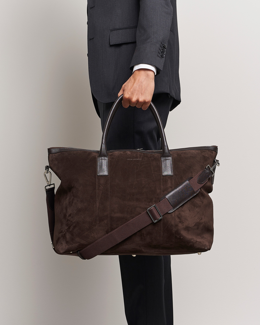 Herre | Assesoarer | Oscar Jacobson | Weekend Bag Soft Leather Chocolate Brown