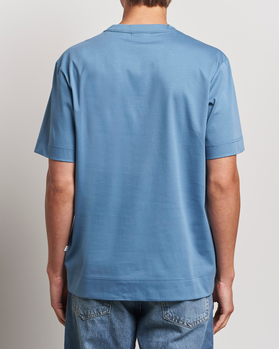 Herre | T-Shirts | NN07 | Pedro Mercerized Crew Neck T-Shirt Blue Jasper