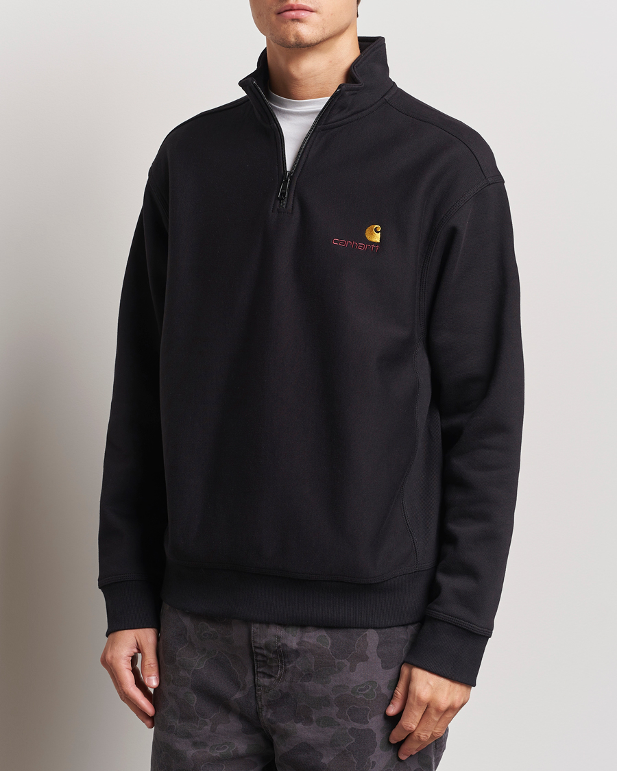 Herre | Gensere | Carhartt WIP | American Script Half Zip Sweatshirt Black