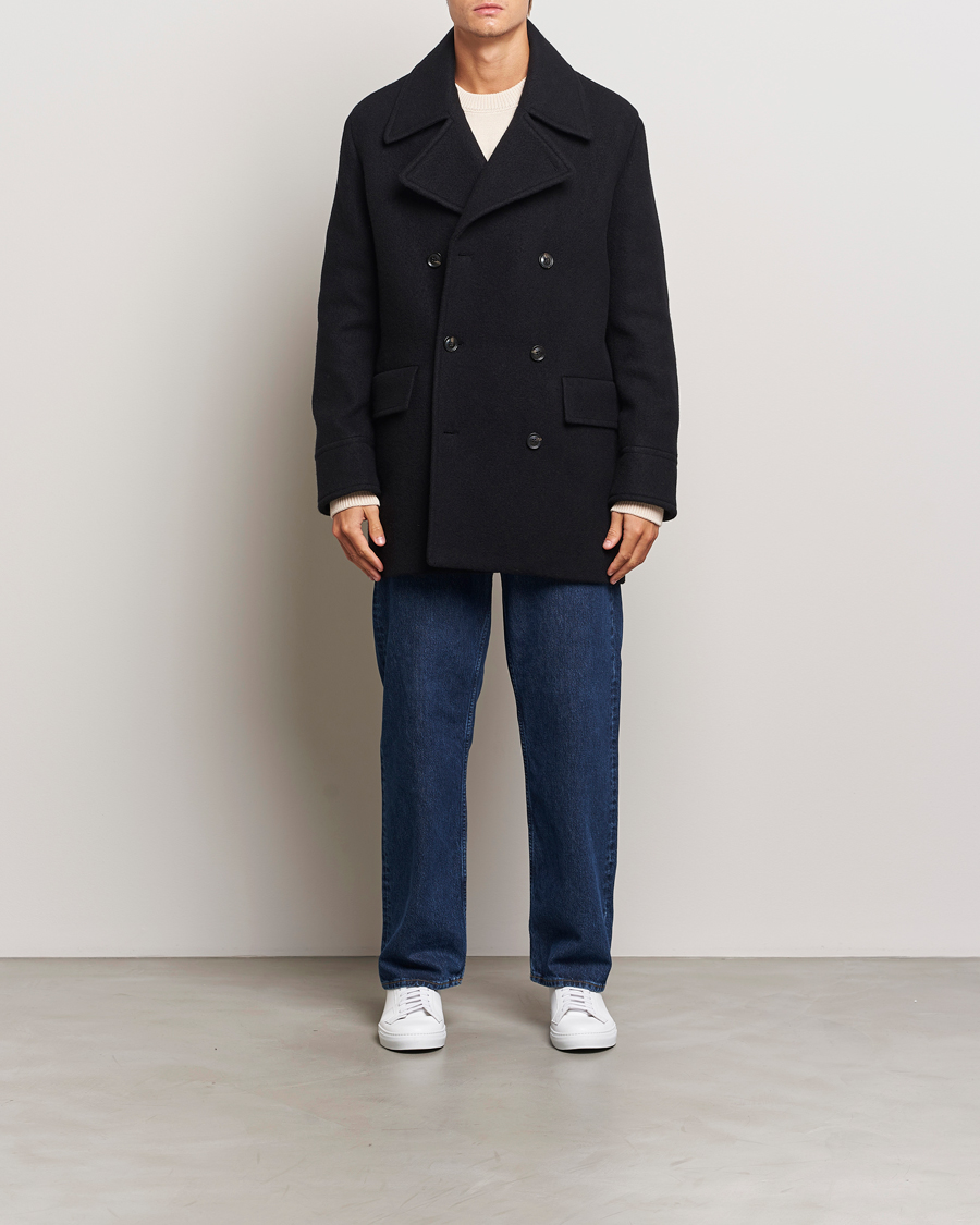 Herre | Jakker | J.Lindeberg | Arno Double Breasted Coat Black