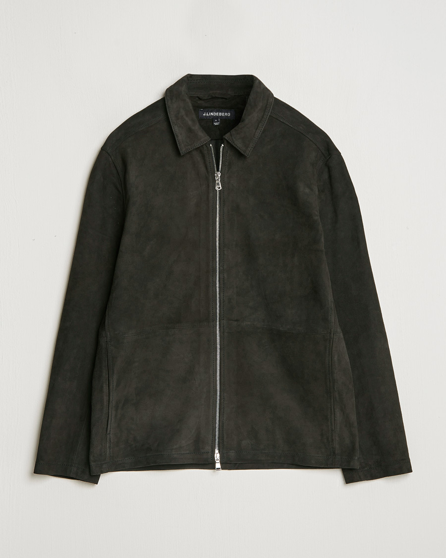 Herre | Jakker | J.Lindeberg | Jonah Suede Overshirt Washed Black