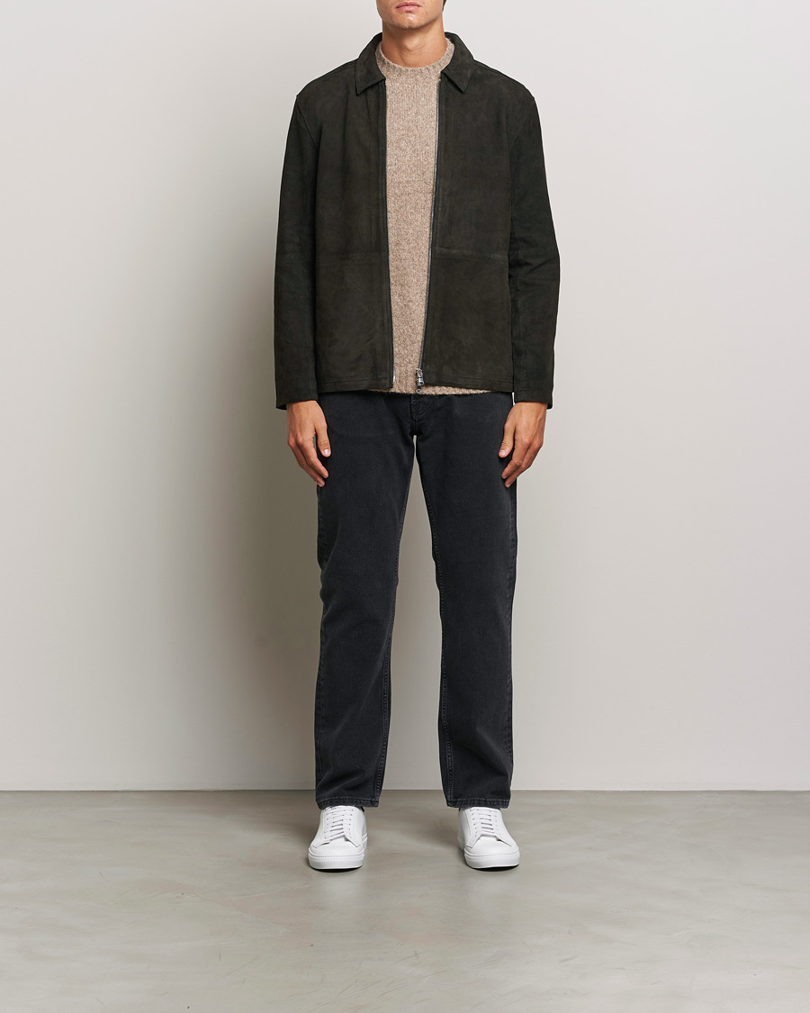 Herre | Jakker | J.Lindeberg | Jonah Suede Overshirt Washed Black