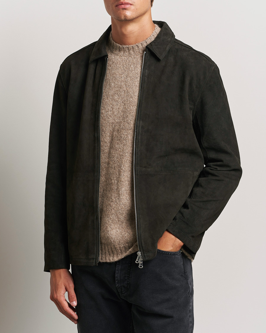 Herre | Jakker | J.Lindeberg | Jonah Suede Overshirt Washed Black