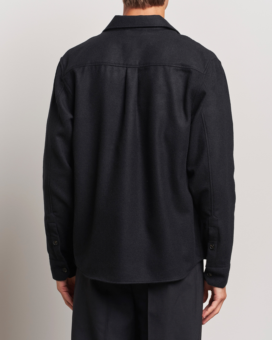 Herre | Skjorter | J.Lindeberg | Flat Wool Overshirt Black
