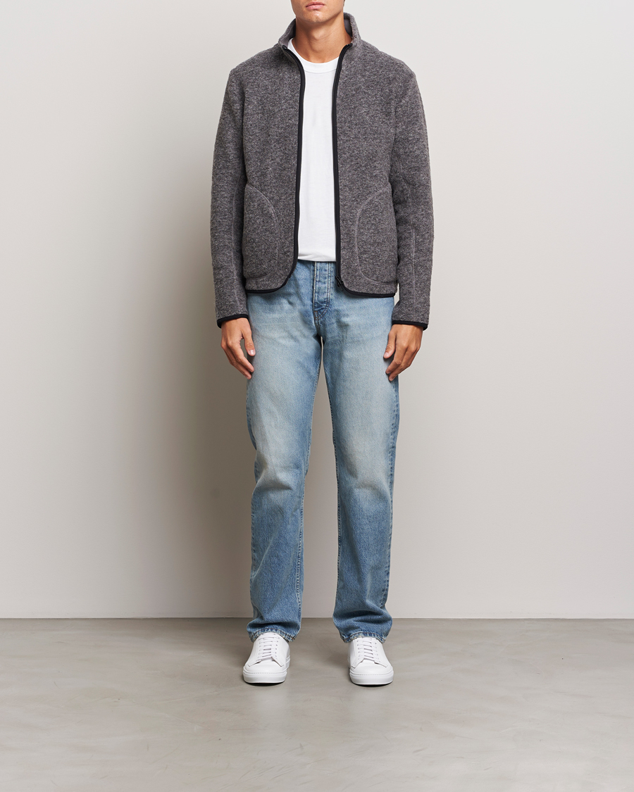 Herre | Gensere | J.Lindeberg | Dustin Wool Fleece Jacket Light Grey Melange