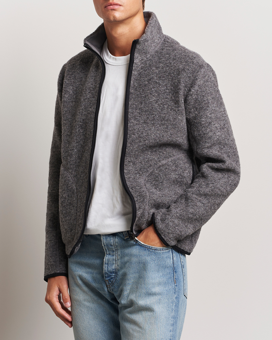Herre | Gensere | J.Lindeberg | Dustin Wool Fleece Jacket Light Grey Melange