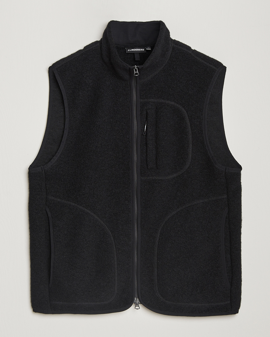 Herre | Vester | J.Lindeberg | Duncan Wool Fleece Vest Black