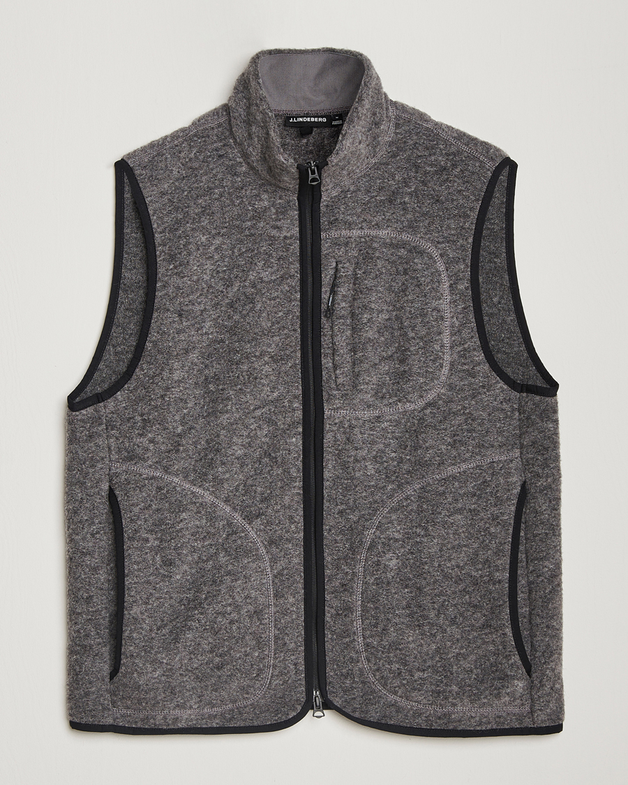 Herre | Vester | J.Lindeberg | Duncan Wool Fleece Vest Light Grey Melange