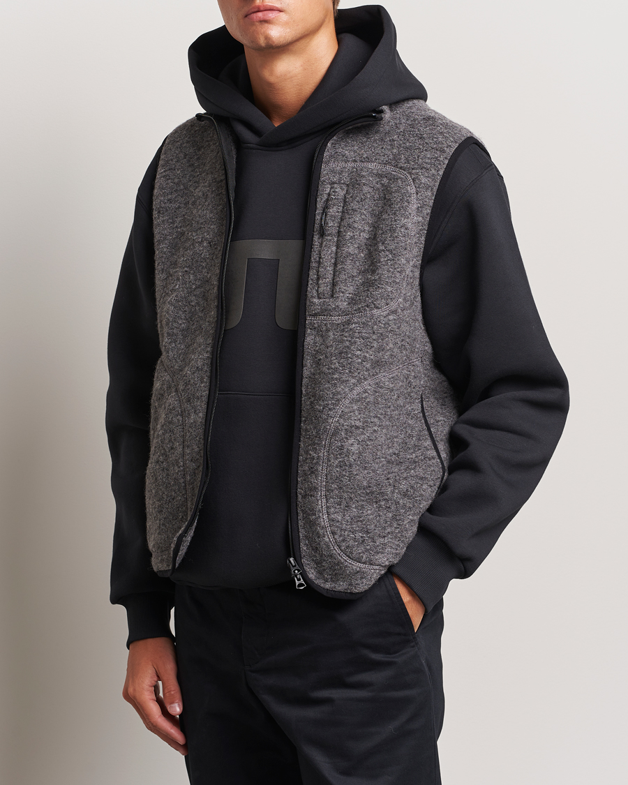 Herre | Vester | J.Lindeberg | Duncan Wool Fleece Vest Light Grey Melange