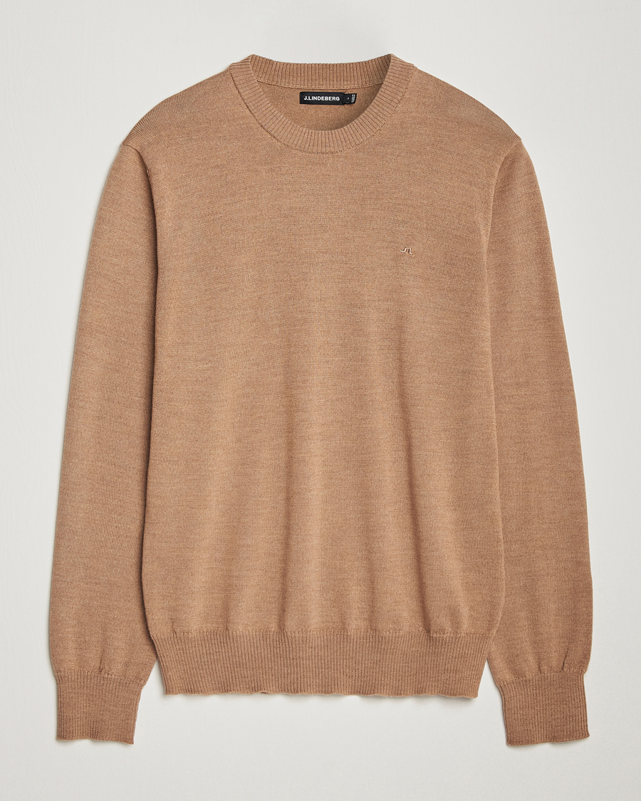 Herre | Gensere | J.Lindeberg | Keane Merino Crew Neck Sweater Tiger Brown