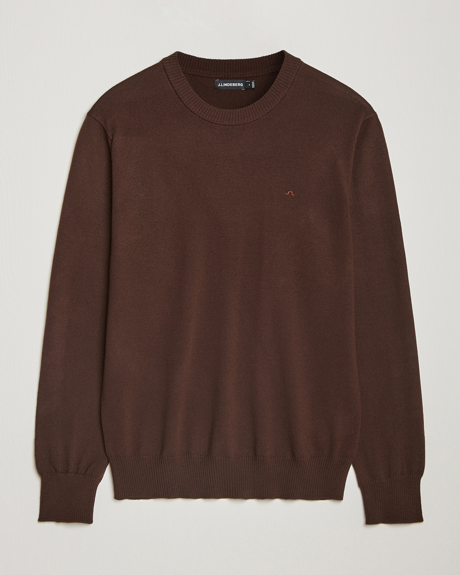 Herre | Gensere | J.Lindeberg | Keane Merino Crew Neck Sweater Bitter Chocolate