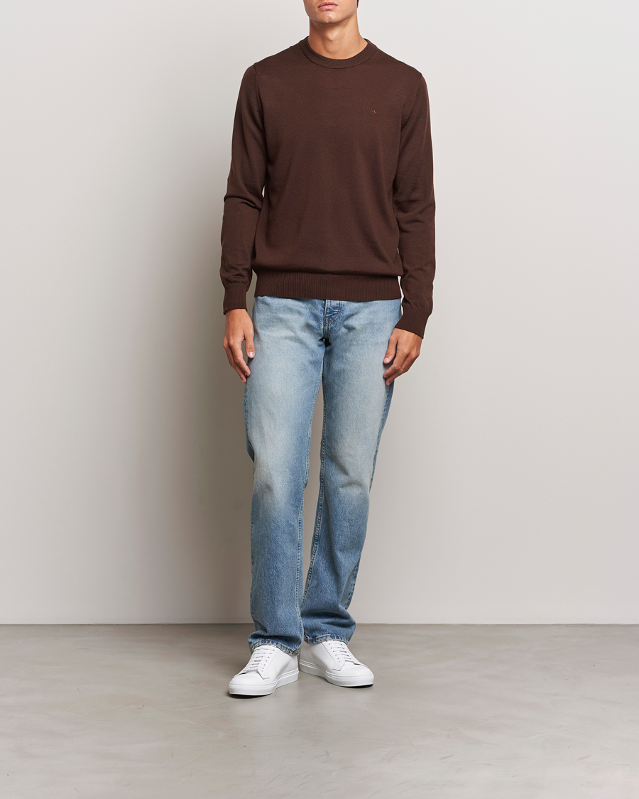 Herre | Gensere | J.Lindeberg | Keane Merino Crew Neck Sweater Bitter Chocolate