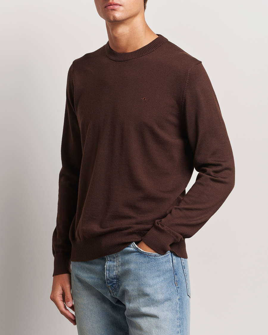 Herre | Gensere | J.Lindeberg | Keane Merino Crew Neck Sweater Bitter Chocolate