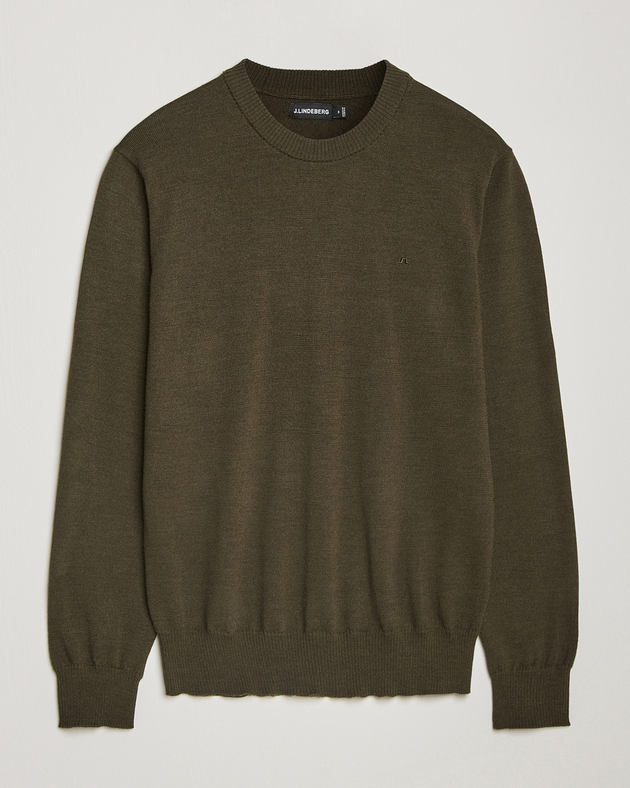 Herre | Gensere | J.Lindeberg | Keane Merino Crew Neck Sweater Forest Green