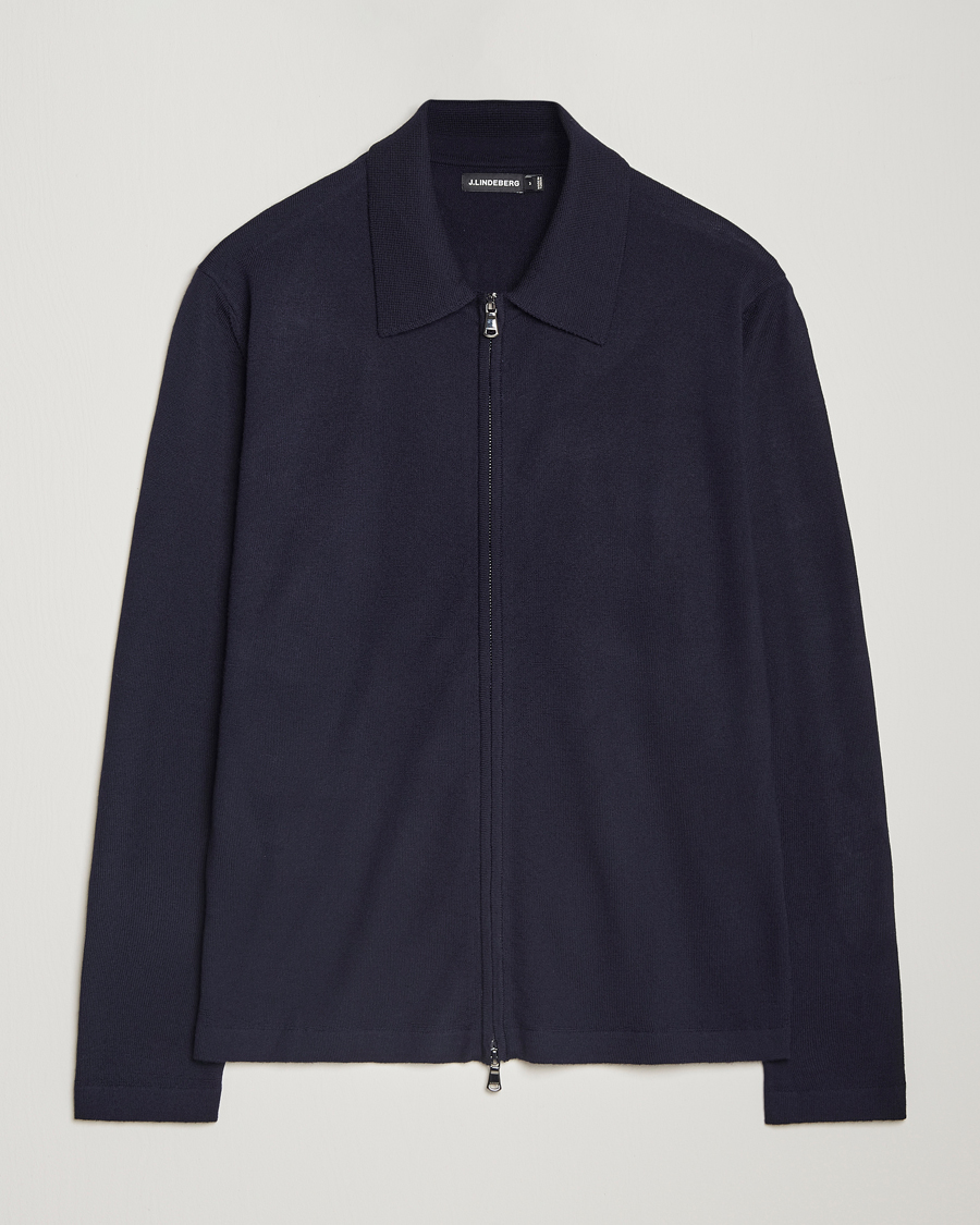 Herre | Gensere | J.Lindeberg | Kaleb Merino Zip Cardigan Navy