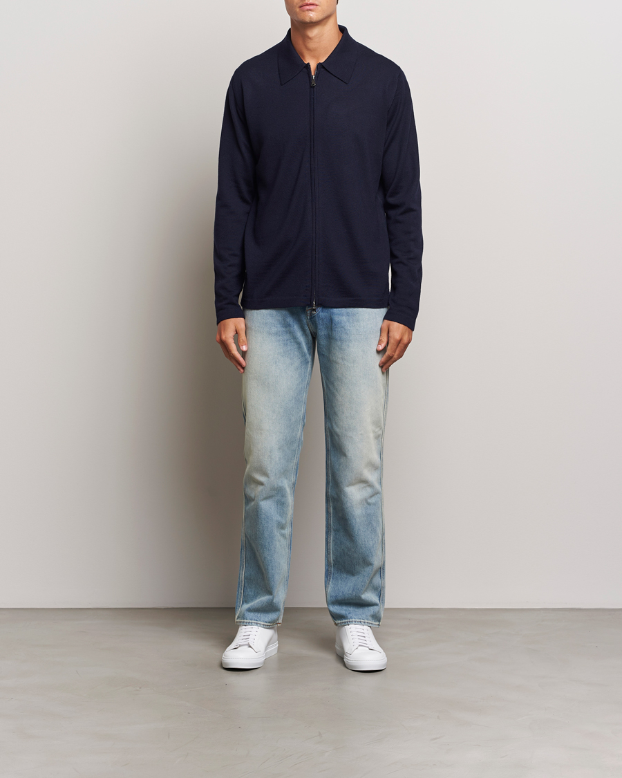 Herre | Gensere | J.Lindeberg | Kaleb Merino Zip Cardigan Navy