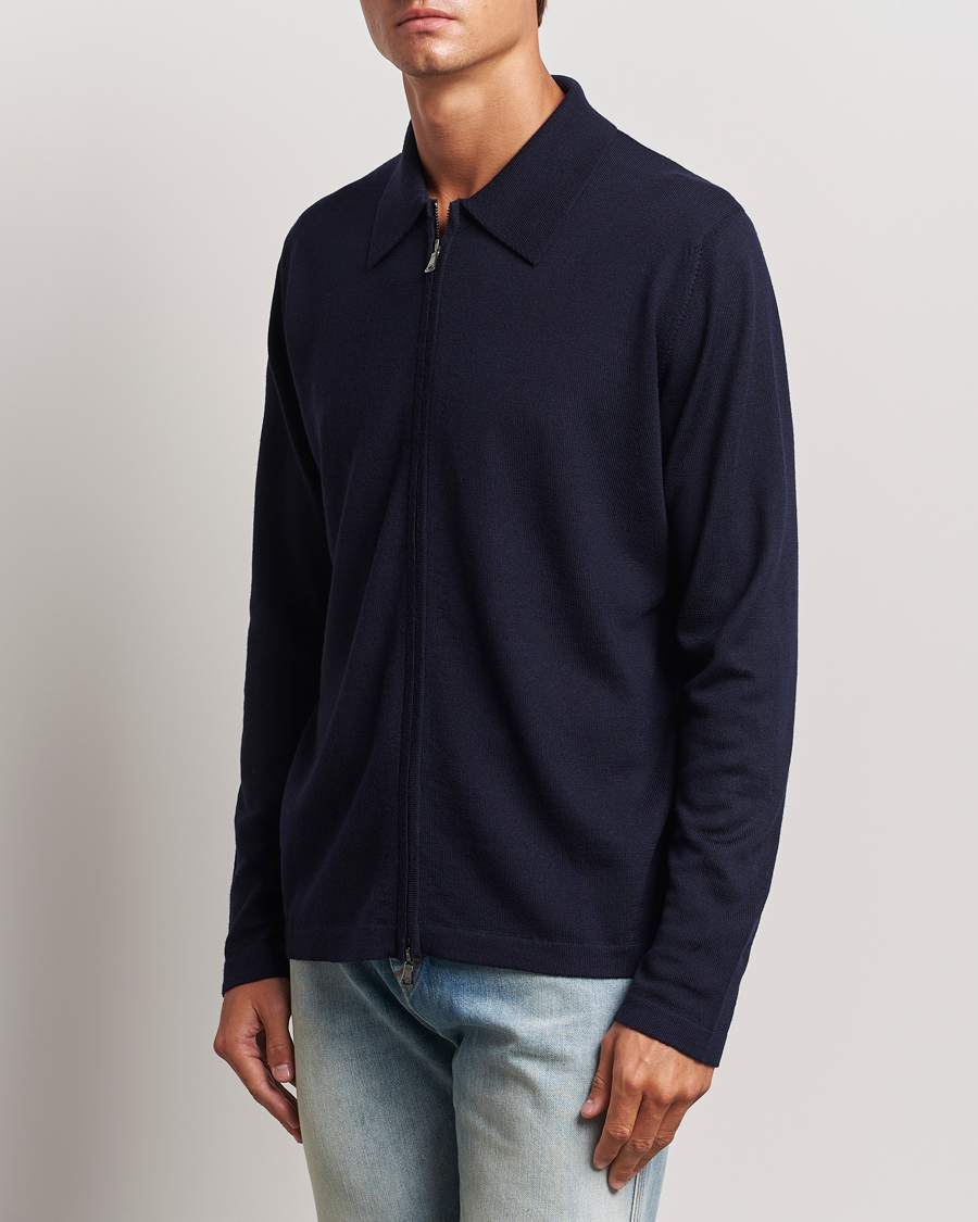 Herre | Gensere | J.Lindeberg | Kaleb Merino Zip Cardigan Navy