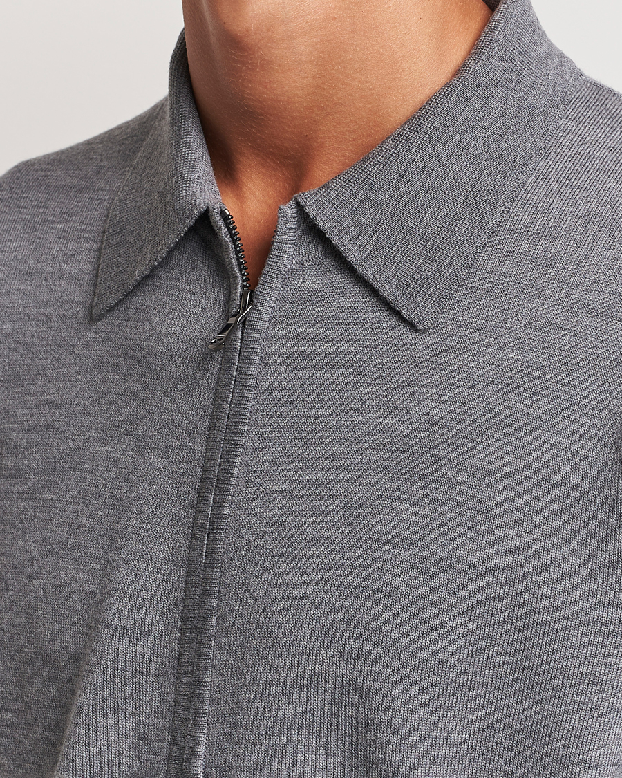 Herre | Gensere | J.Lindeberg | Kaleb Merino Zip Cardigan Mid Grey Melange