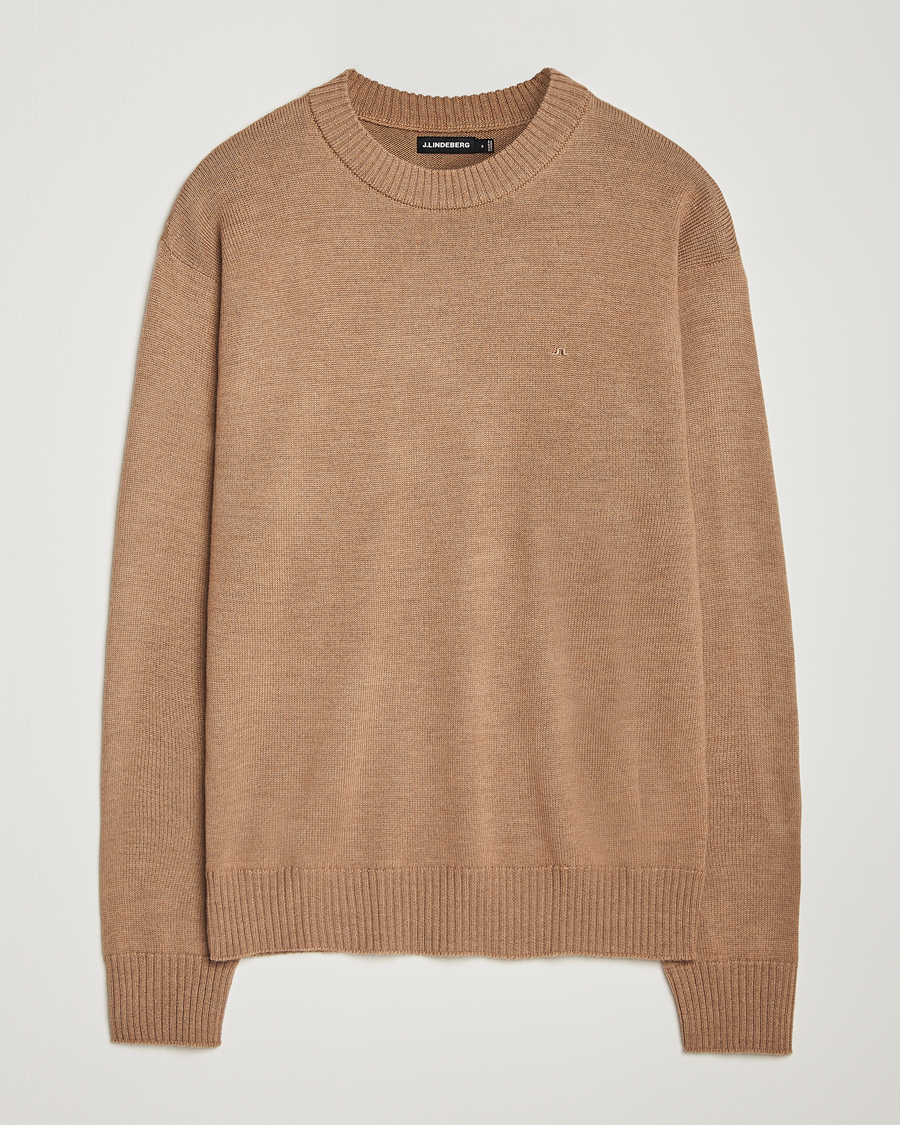 Herre | Gensere | J.Lindeberg | Kino Merino Crew Neck Tiger Brown