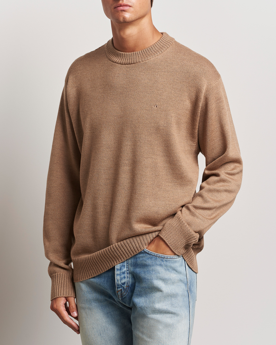 Herre | Gensere | J.Lindeberg | Kino Merino Crew Neck Tiger Brown