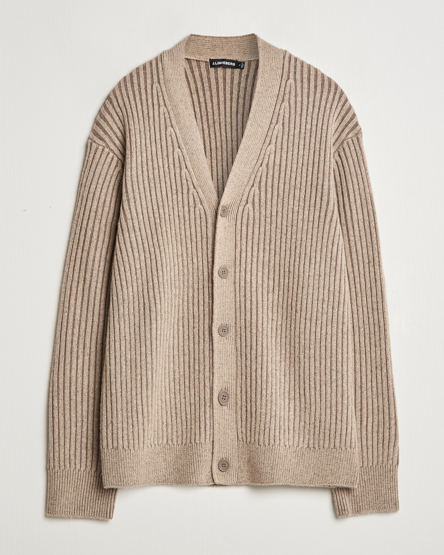 Herre | Gensere | J.Lindeberg | Twin Plated Knit Cardigan Tiger Brown