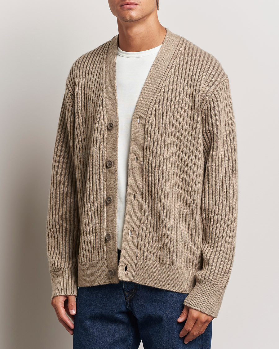 Herre | Gensere | J.Lindeberg | Twin Plated Knit Cardigan Tiger Brown