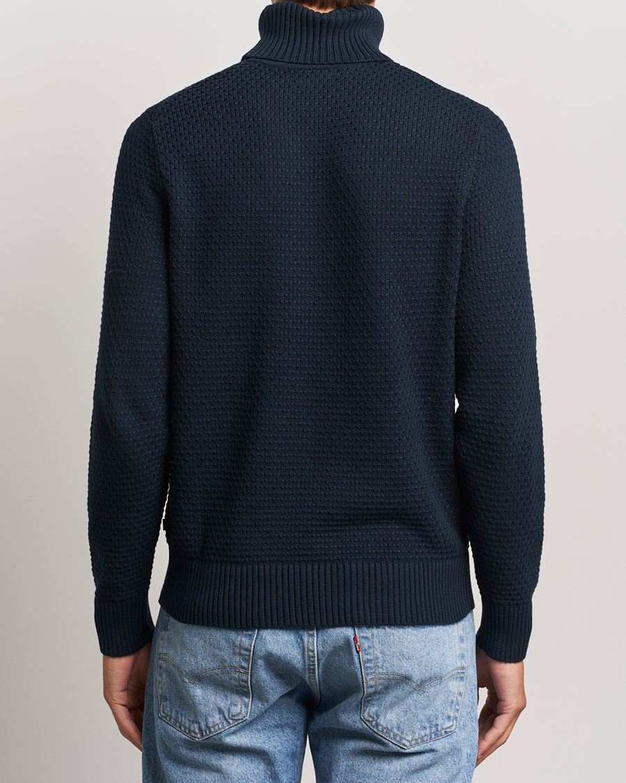 Herre | Gensere | J.Lindeberg | Olivero Structure Cotton Turtleneck Navy