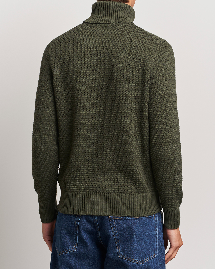 Herre | Gensere | J.Lindeberg | Olivero Structure Cotton Turtleneck Forest Green