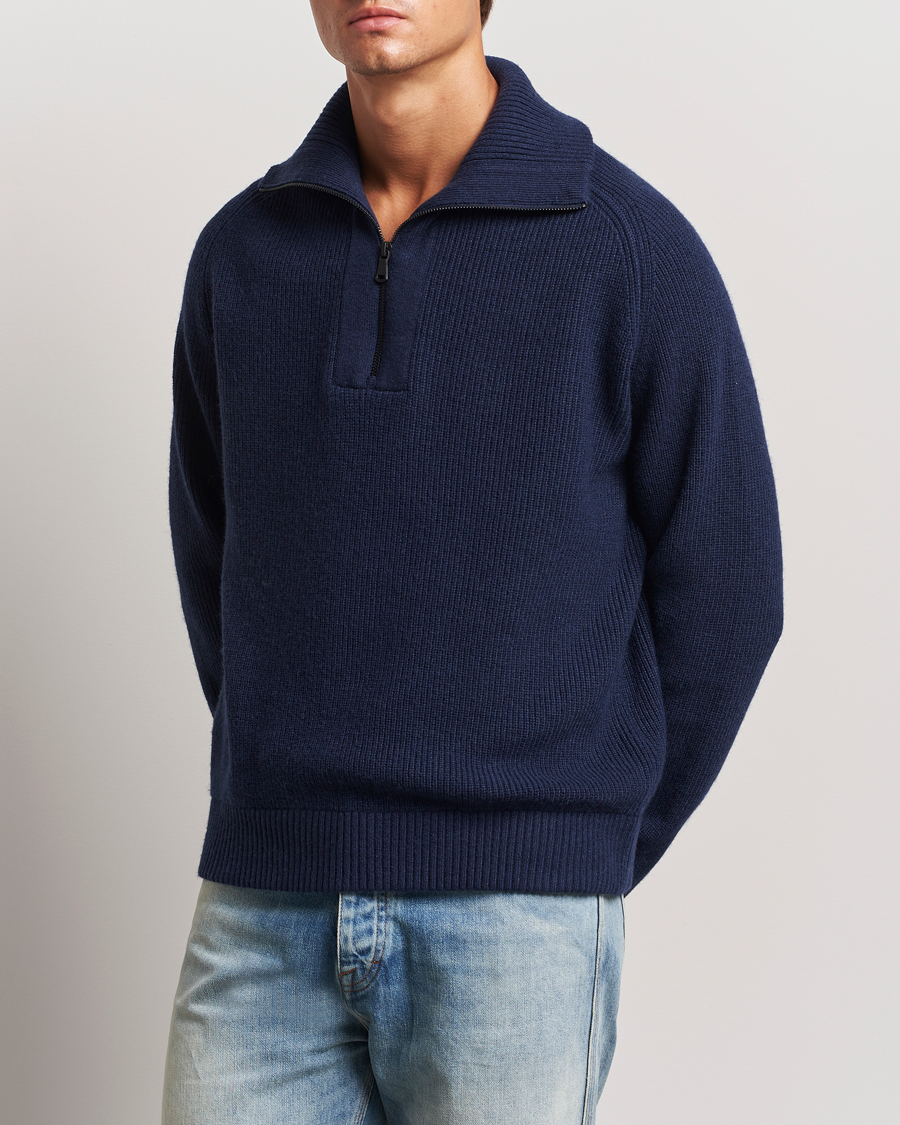 Herre | Gensere | J.Lindeberg | Wilmer Quarter Zip Knit Navy