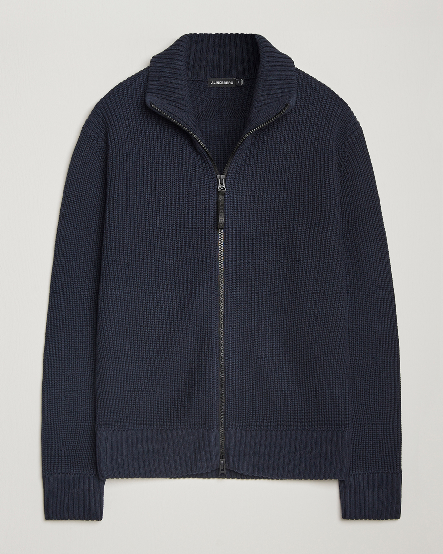 Herre | Gensere | J.Lindeberg | Skyler Wool Blend Zip Cardigan Navy